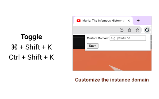 Youtube to Invidious Switcher  from Chrome web store to be run with OffiDocs Chromium online
