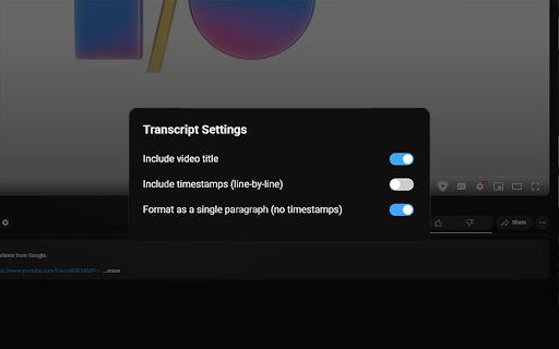 YouTube Transcript Copier  from Chrome web store to be run with OffiDocs Chromium online