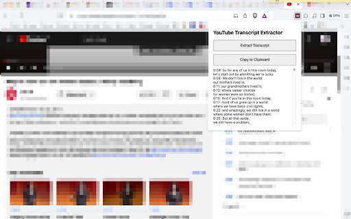 Youtube Transcript Extractor  from Chrome web store to be run with OffiDocs Chromium online