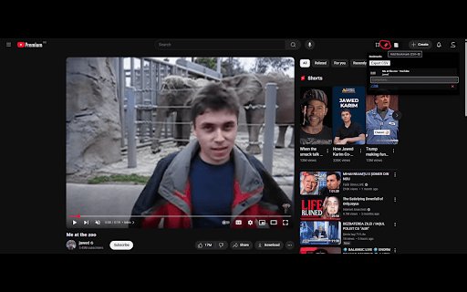 YouTube Video Bookmarks  from Chrome web store to be run with OffiDocs Chromium online
