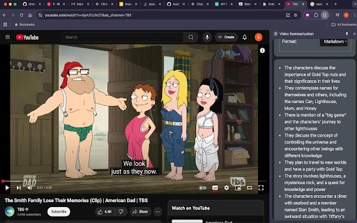 Youtube Video Summarization  from Chrome web store to be run with OffiDocs Chromium online
