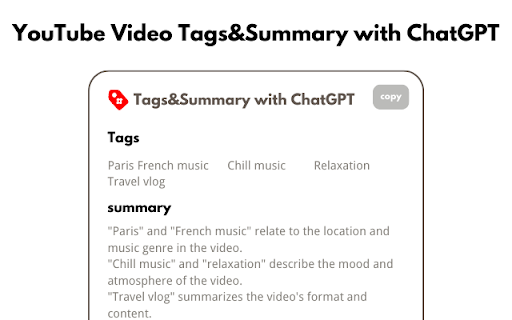 YouTube Video Tags Summary with ChatGPT  from Chrome web store to be run with OffiDocs Chromium online