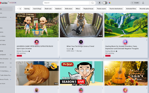 YouTube Vision  from Chrome web store to be run with OffiDocs Chromium online