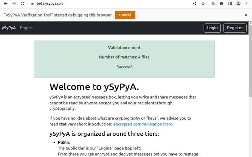 ySyPyA Verification Tool  from Chrome web store to be run with OffiDocs Chromium online