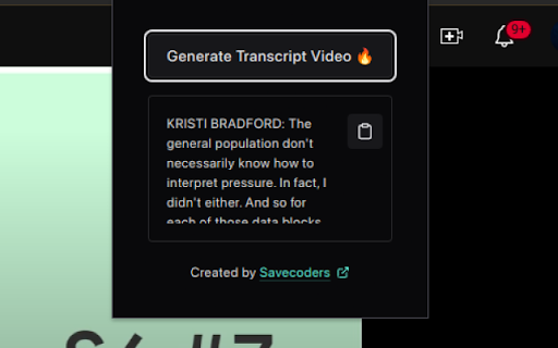 YTranscripts Extension  from Chrome web store to be run with OffiDocs Chromium online