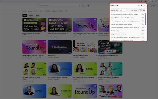 YT Title Scraper  from Chrome web store to be run with OffiDocs Chromium online