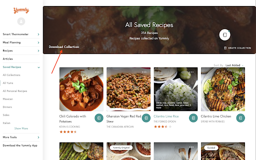 Yummly Collections Downloader  from Chrome web store to be run with OffiDocs Chromium online