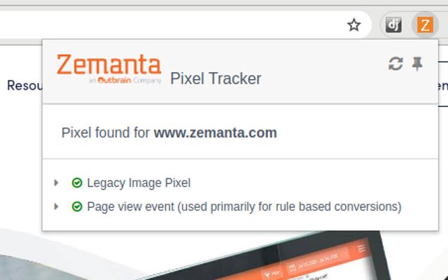 Zemanta Pixel Helper ຈາກຮ້ານເວັບ Chrome ທີ່ຈະດໍາເນີນການກັບ OffiDocs Chromium ອອນໄລນ໌