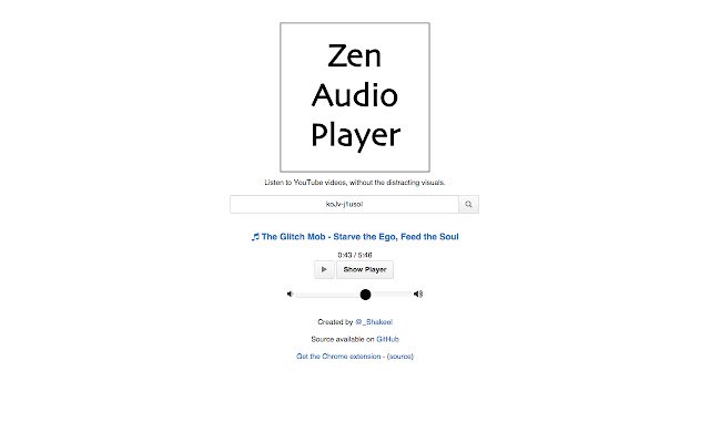 Zen Audio Player redirector mula sa Chrome web store na tatakbo sa OffiDocs Chromium online