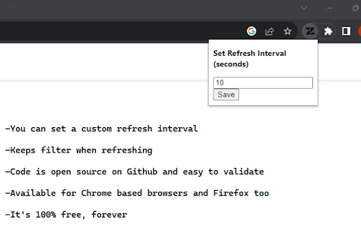 ZendeskAutoRefresh  from Chrome web store to be run with OffiDocs Chromium online