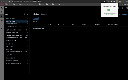 Zendesk Dark Mode  from Chrome web store to be run with OffiDocs Chromium online