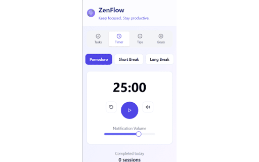 ZenFlow Focus  Productivity  from Chrome web store to be run with OffiDocs Chromium online