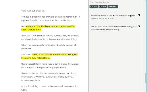 Zen Highlight  from Chrome web store to be run with OffiDocs Chromium online