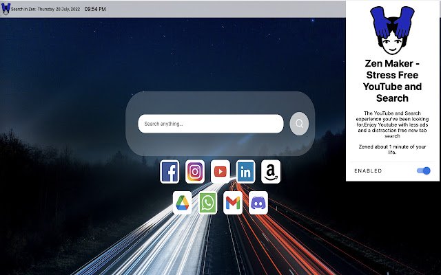 Zen Maker Stress Free YouTube and Search  from Chrome web store to be run with OffiDocs Chromium online