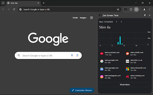 Zen Screen Time  from Chrome web store to be run with OffiDocs Chromium online