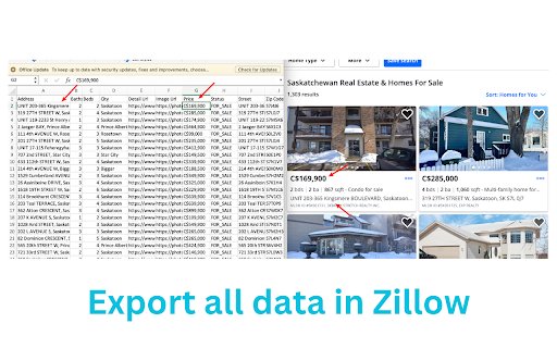 Zillow Data Exporter  from Chrome web store to be run with OffiDocs Chromium online