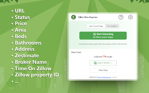 Zillow Data Exporter: Free  Easy Data Scraping  from Chrome web store to be run with OffiDocs Chromium online