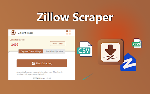 Zillow Scraper Extract  Export Zillow Data  from Chrome web store to be run with OffiDocs Chromium online