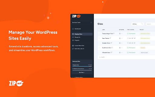 ZipWP Create WordPress Sites in Seconds  from Chrome web store to be run with OffiDocs Chromium online