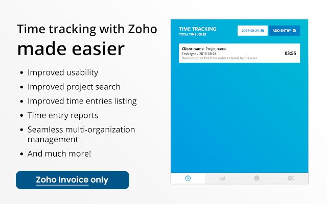 Zoho Invoice Easyer Time Tracking da Chrome Web Store para ser executado com OffiDocs Chromium online