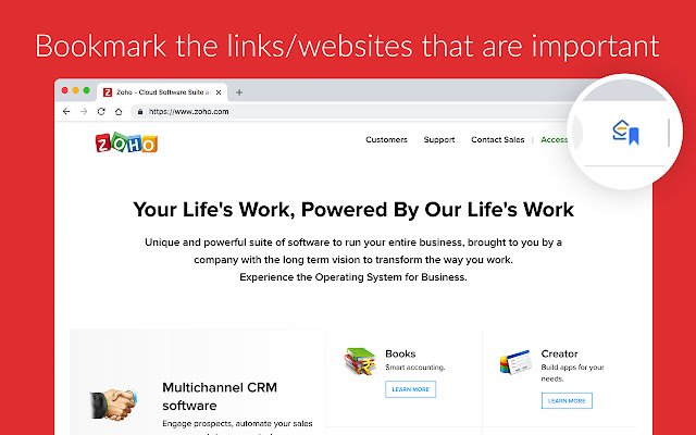 Zoho Mail Bookmarks uit de Chrome-webwinkel voor gebruik met OffiDocs Chromium online