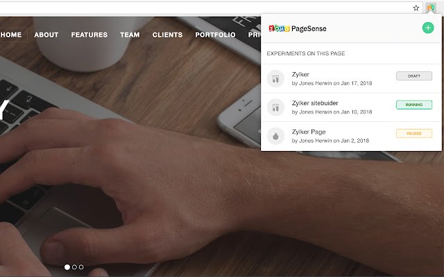 Zoho PageSense із веб-магазину Chrome, який буде працювати з OffiDocs Chromium онлайн