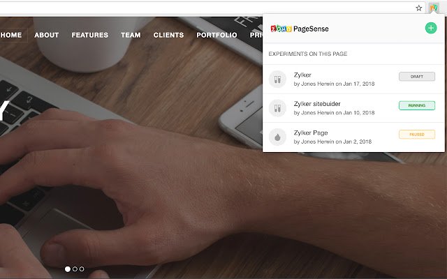 ChromeウェブストアのZoho PageSenseをOffiDocs Chromiumオンラインで実行