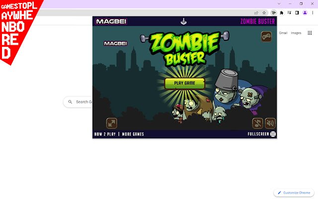Le jeu Zombie Buster fonctionne hors ligne à partir de la boutique en ligne Chrome pour être exécuté avec OffiDocs Chromium en ligne