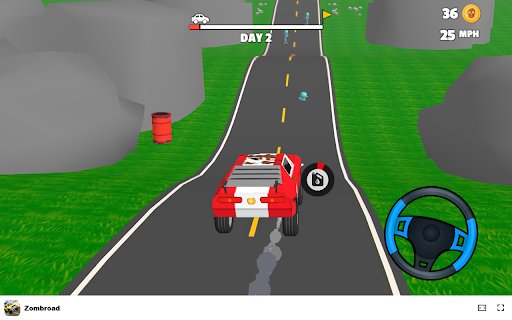 Zombroad Game Hit the road and slay zombies with your car!  from Chrome web store to be run with OffiDocs Chromium online