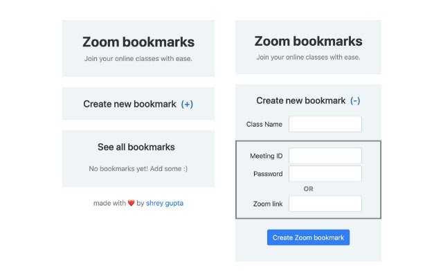 Zoom Bookmarks ze sklepu internetowego Chrome do uruchamiania z OffiDocs Chromium online