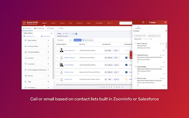 ZoomInfo Engage Chrome Extension de Chrome web store se ejecutará con OffiDocs Chromium en línea