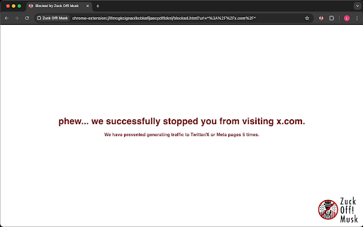 Zuck Off! Musk Block Musk  Zuckerberg  from Chrome web store to be run with OffiDocs Chromium online