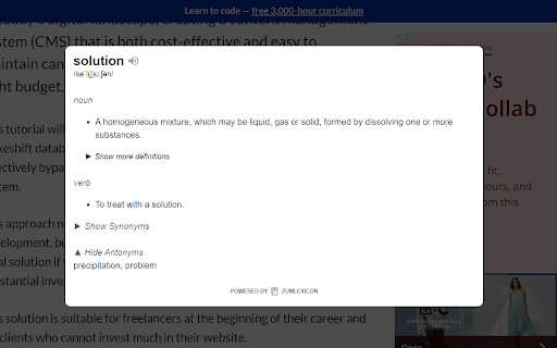 ZumLexicon  from Chrome web store to be run with OffiDocs Chromium online