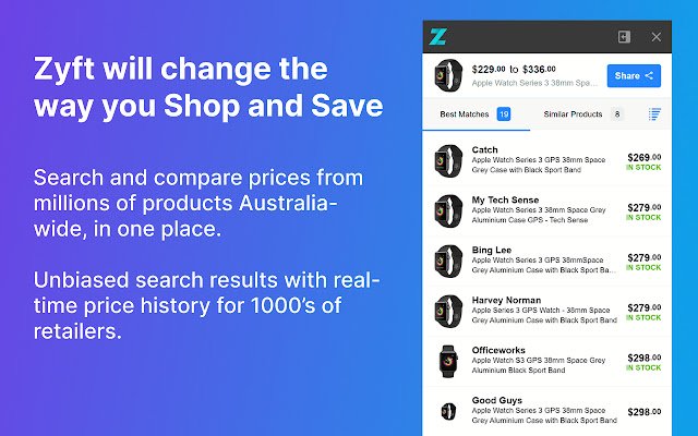 Zift | Shopping Confronto prezzi Australia da Chrome web store da eseguire con OffiDocs Chromium online