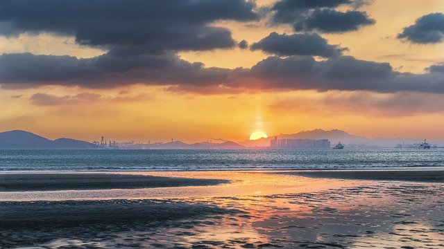 Free download sea ocean beach sunset china free picture to be edited with GIMP free online image editor
