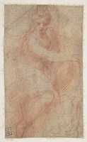Free download Seated Goddess Diana (recto); Studies of a Nude Male Torso Seen from the Rear, and a leg (verso) free photo or picture to be edited with GIMP online image editor