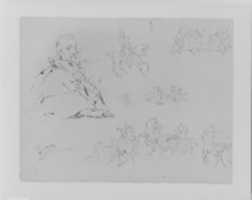Free download Seated Male (after Van Dyke); Soldier on Horseback; Soldiers on Horseback; Dying Figure; Soldiers on Horseback; Dead Figure; Military Scene (from Sketchbook) free photo or picture to be edited with GIMP online image editor