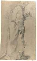 Free download Seated Male Figure with the Head of an Onlooker (recto); Standing Male Figure in a Monks Habit (verso) free photo or picture to be edited with GIMP online image editor