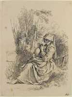 Free download Seated Young Peasant Woman Holding a Jug, from Nouveau Livre de diverse Figures (New Book of Various Figures) free photo or picture to be edited with GIMP online image editor