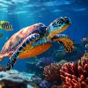 Sea Turtle in a Vibrant Coral Reef  screen for extension Chrome web store in OffiDocs Chromium