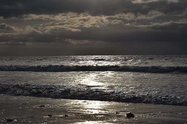 Free download sea waves sunset beach outdoors free picture to be edited with GIMP free online image editor