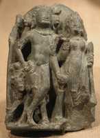 Free download Section of a Portable Shrine with Shiva, Parvati, and the Bull Nandi free photo or picture to be edited with GIMP online image editor
