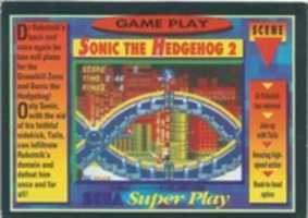 Free download Sega Super Play - Sonic The Hedgehog 2 Card 89 (1991/1992) free photo or picture to be edited with GIMP online image editor