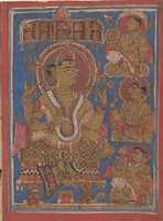Free download Shakra Enthroned, with a Deva and Generals: Folio from a Kalpasutra Manuscript free photo or picture to be edited with GIMP online image editor