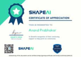 Free download Shape AI certificate - Anand Prabhakar free photo or picture to be edited with GIMP online image editor