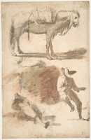 Free download Sheet of Studies: A Horse Above, a Seated Man and a Reclining Man Below free photo or picture to be edited with GIMP online image editor