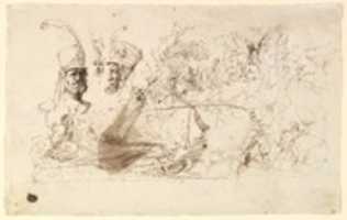 Free download Sheet of Studies, Including for Reineke Fuchs; verso: Studies of Soldiers and of a Battle in a Wood free photo or picture to be edited with GIMP online image editor