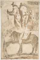 Free download Sheet of Studies: Three Figures Above, Studies of Horses Below free photo or picture to be edited with GIMP online image editor