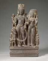 Descarga gratis una foto o imagen de Shiva y Parvati con sus dos hijos y el toro Nandi para editar con el editor de imágenes en línea GIMP