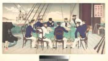 Free download Sino-Japanese War: Picture of Naval Officers Discussing Strategy to be Used in the War against China free photo or picture to be edited with GIMP online image editor